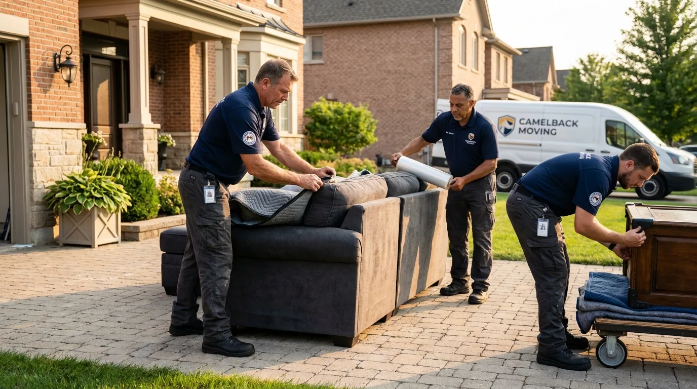 Large estate moving crew wrapping furniture in Holdenville, OK